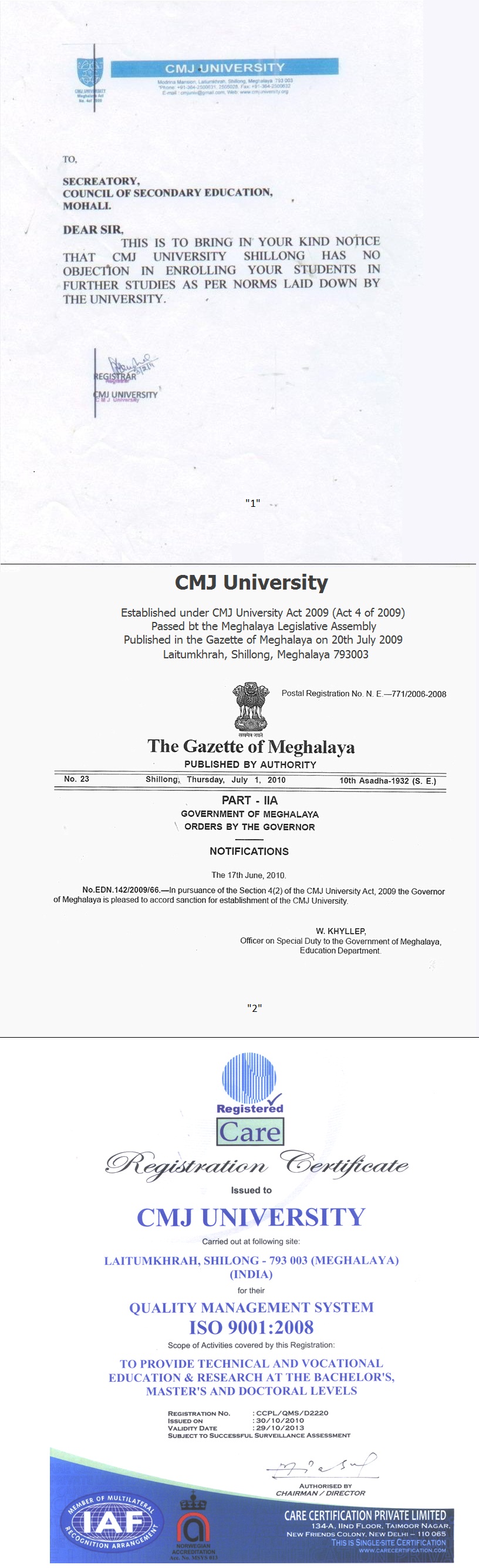 Equivalence With CMJ University Equivalence With CMJ University
